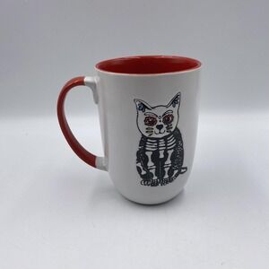 Spectrum Designz Cat Skeleton Mug Ceramic 5" Halloween Day of the Dead‎ Cup